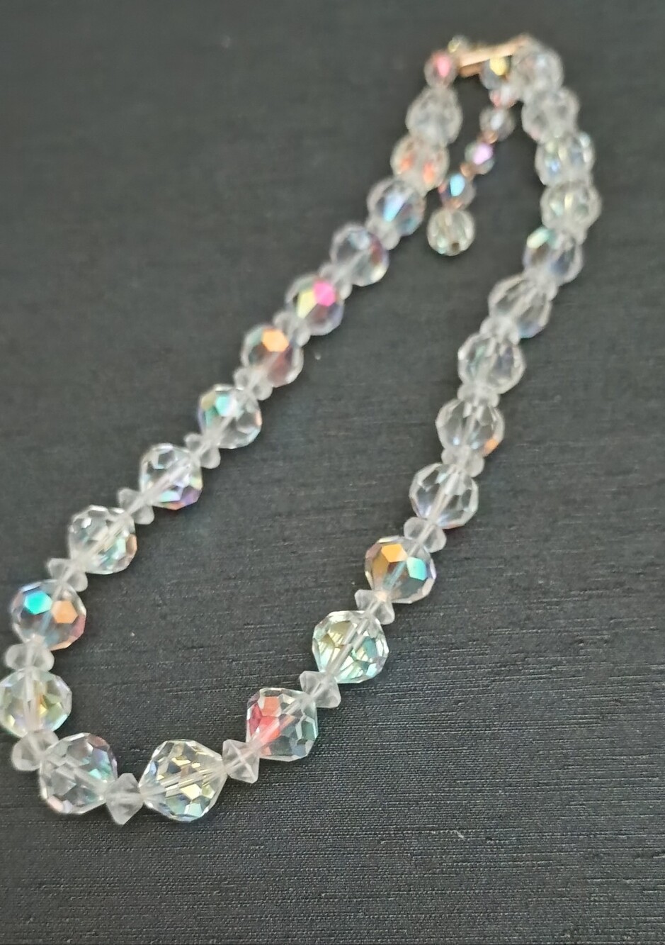 Aurora Crystal Bead Necklace - Clear Iridescent